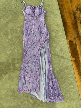 Lavender Sequin Prom Dress with Sweetheart Neckline